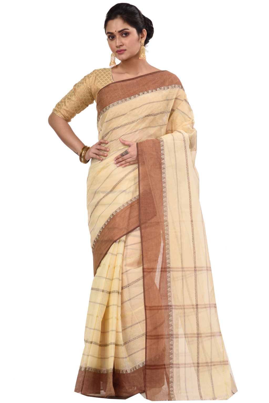 Brown Pure Cotton Boysko Tant Saree (426)