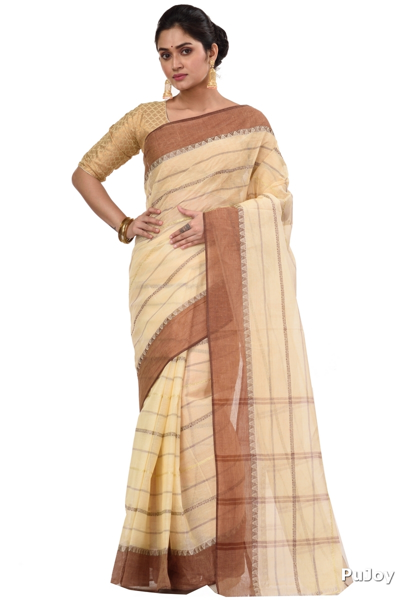 Brown Pure Cotton Boysko Tant Saree (426)