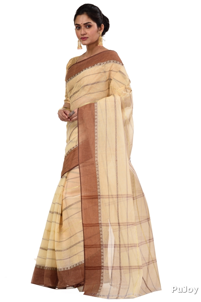 Brown Pure Cotton Boysko Tant Saree (426)