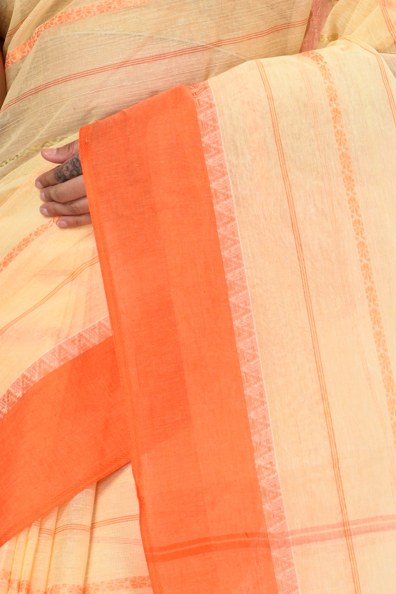 Orange Pure Cotton Boysko Tant Saree (427)