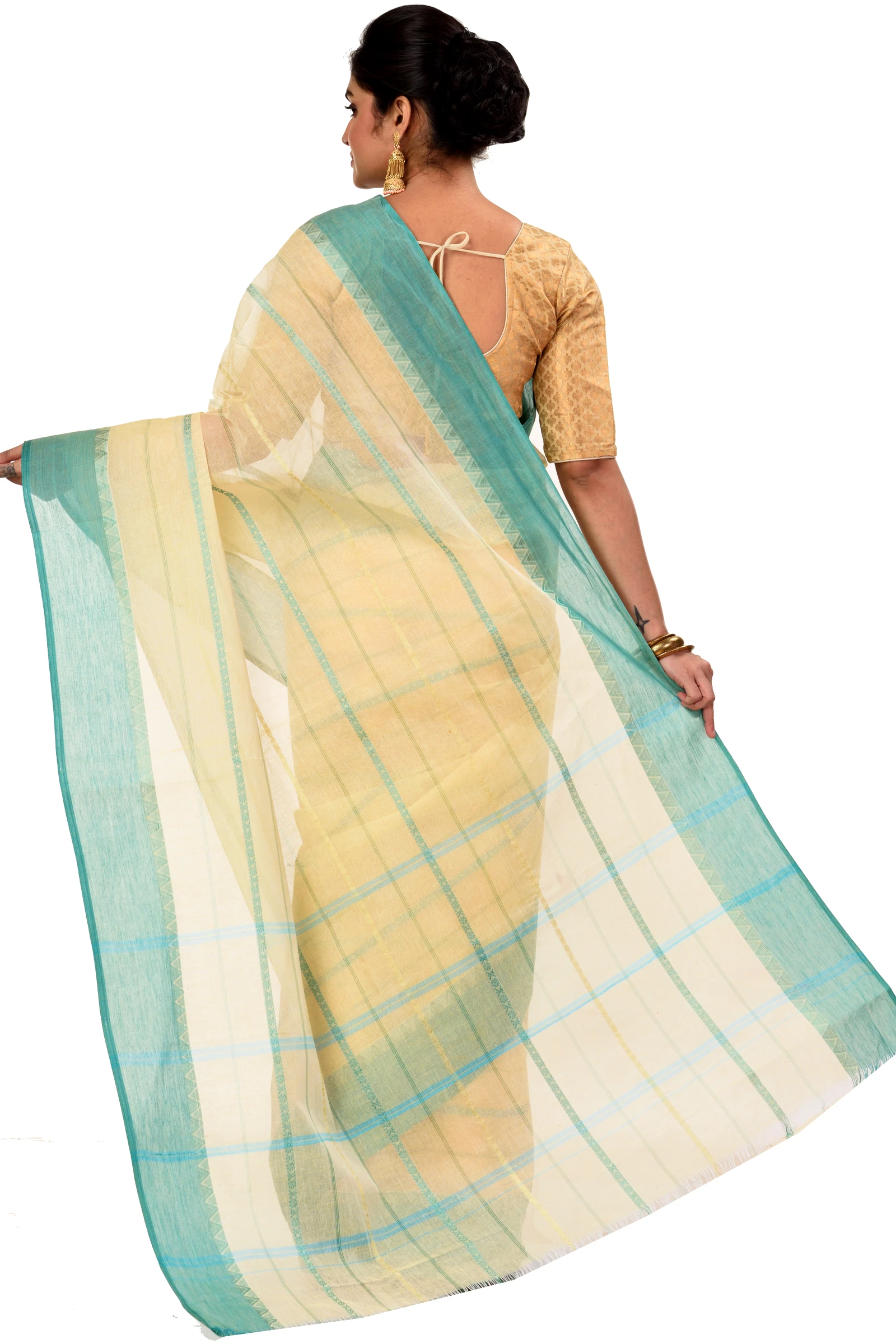 See Green Pure Cotton Boysko Tant Saree (428)