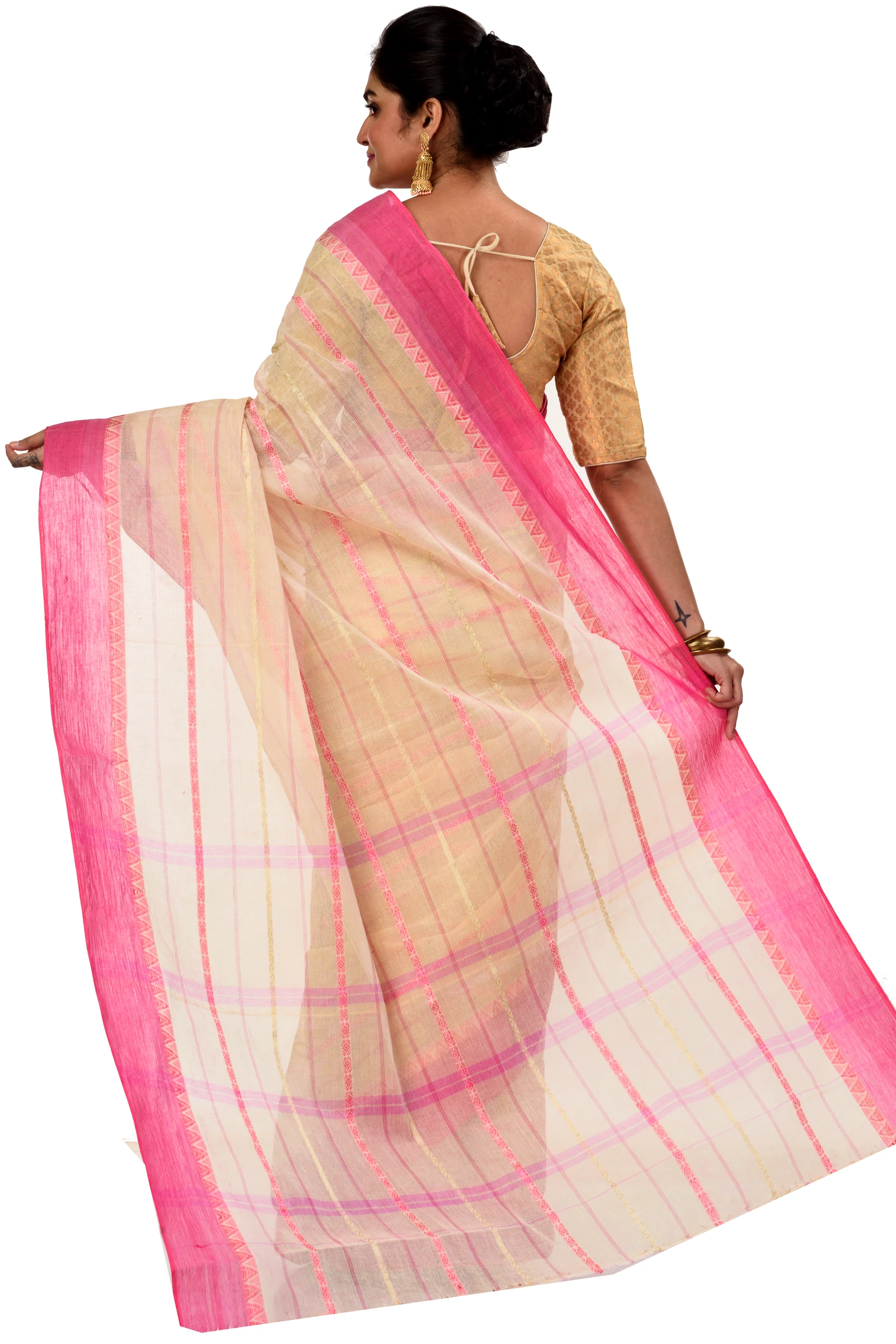 Pink Pure Cotton Boysko Tant Saree (429)