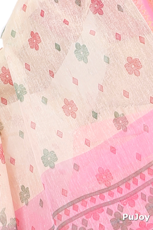 Pink Pure Cotton FullBall Print Tant Saree Print (433)