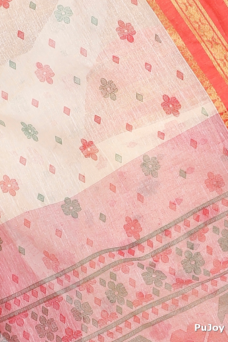 Red Pure Cotton FullBall Print Tant Saree Print (434)