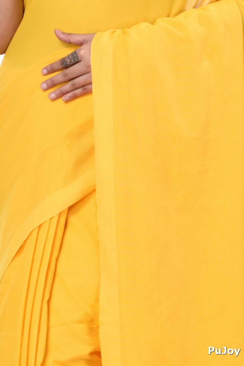 Yellow Pure Cotton ThanKhadi Hand Loom Saree (447)