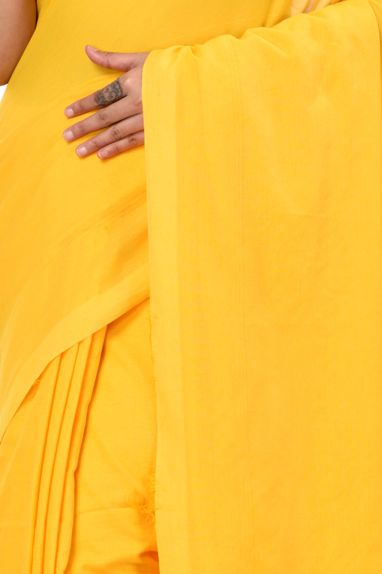 Yellow Pure Cotton ThanKhadi Hand Loom Saree (447)