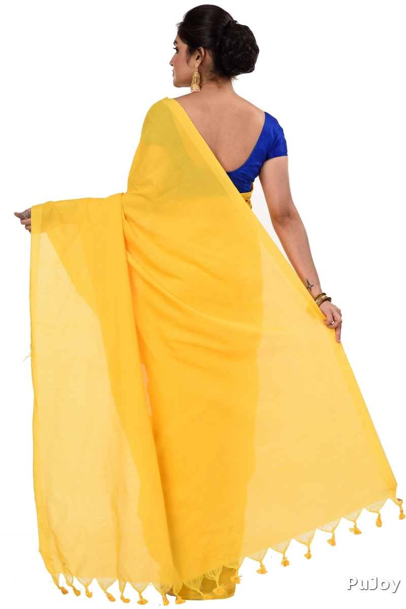 Yellow Pure Cotton ThanKhadi Hand Loom Saree (447)