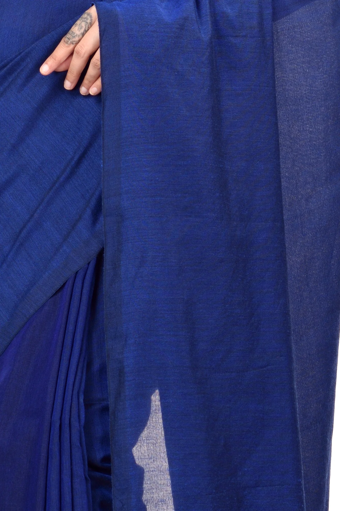 Naby Blue Pure Cotton ThanKhadi Hand Loom Saree (448)