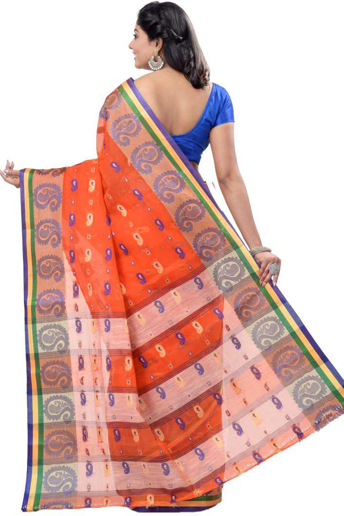 Orange Pure Cotton Kanak_Chur Tant Saree (451)