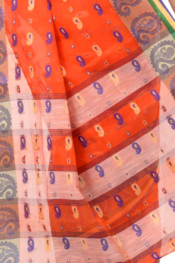 Orange Pure Cotton Kanak_Chur Tant Saree (451)