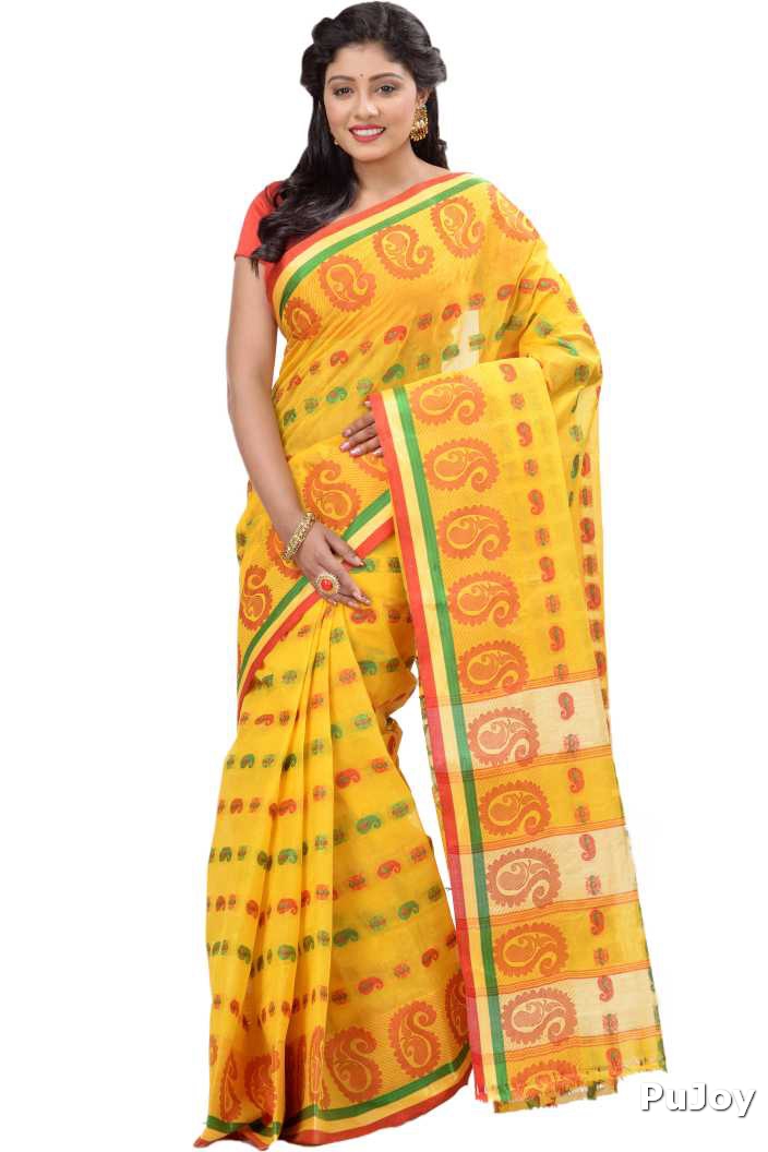 Yellow Pure Cotton Kanak_Chur Tant Saree (453)