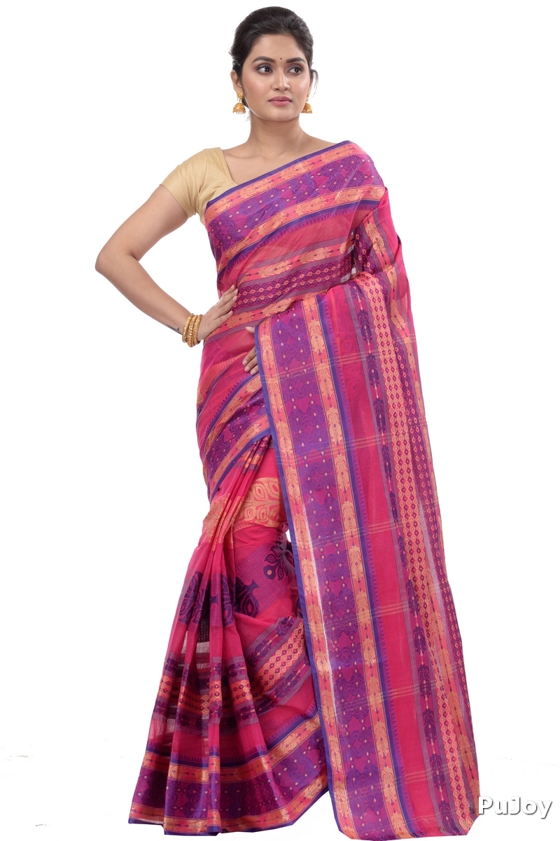 Pink Pure Cotton Saanvi Desiging Tant Saree (462)