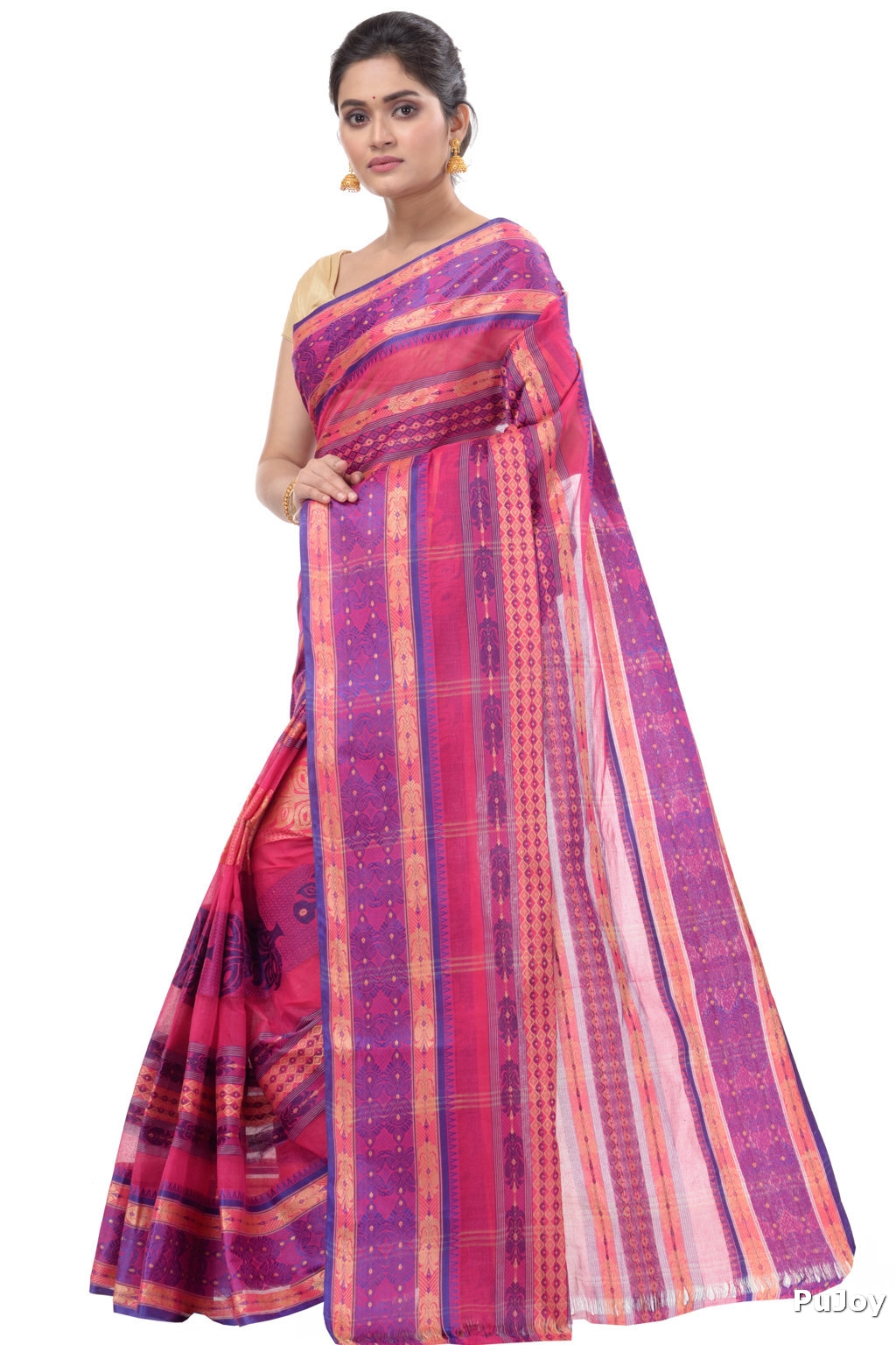 Pink Pure Cotton Saanvi Desiging Tant Saree (462)
