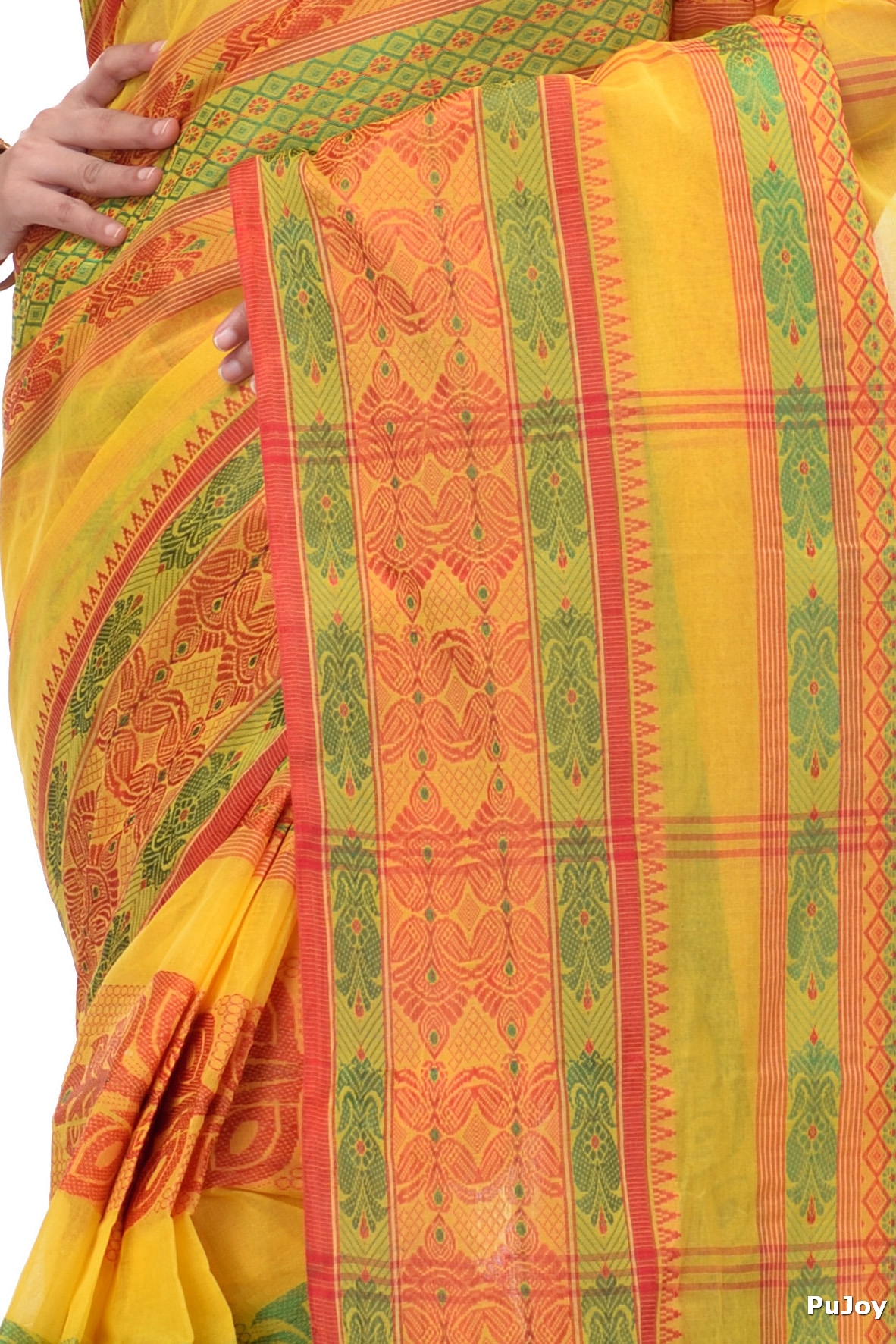 Muster Yellow Pure Cotton Saanvi Desiging Tant Saree (464)