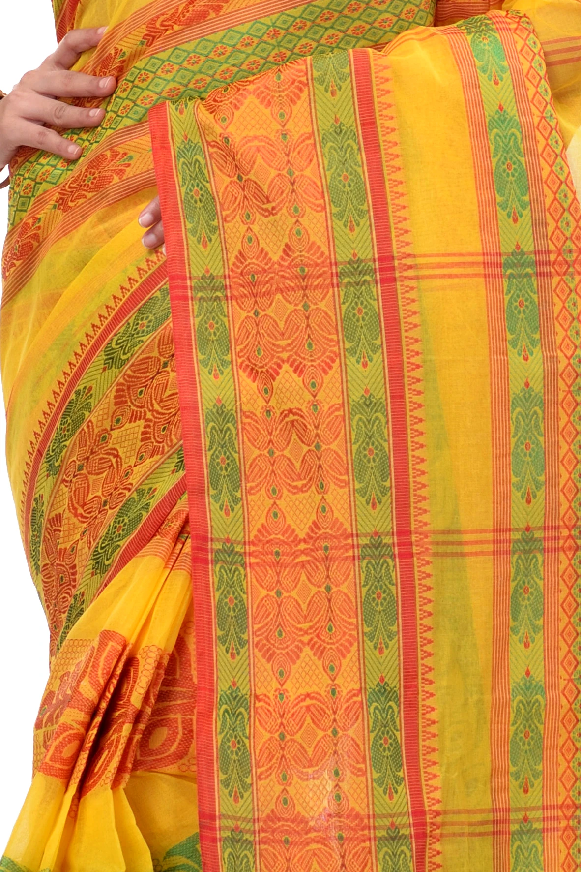 Muster Yellow Pure Cotton Saanvi Desiging Tant Saree (464)