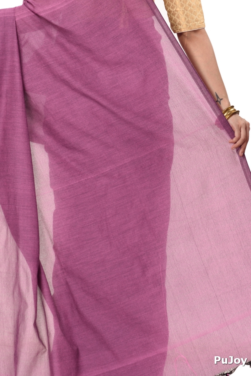 Purple Pure Cotton ThanKhadi Hand Loom Saree (465)