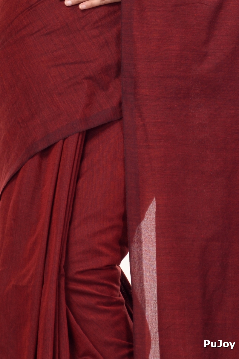 Brown Pure Cotton ThanKhadi Hand Loom Saree (467)