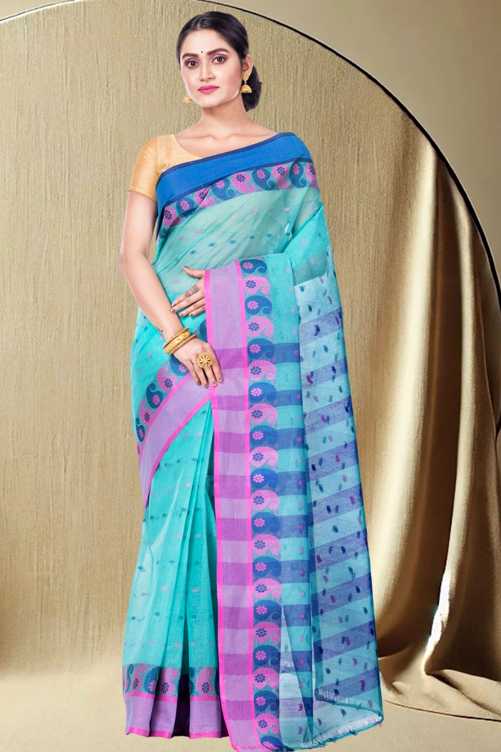 Light Green Pure Cotton Amkolka_Par Tant Saree (476)