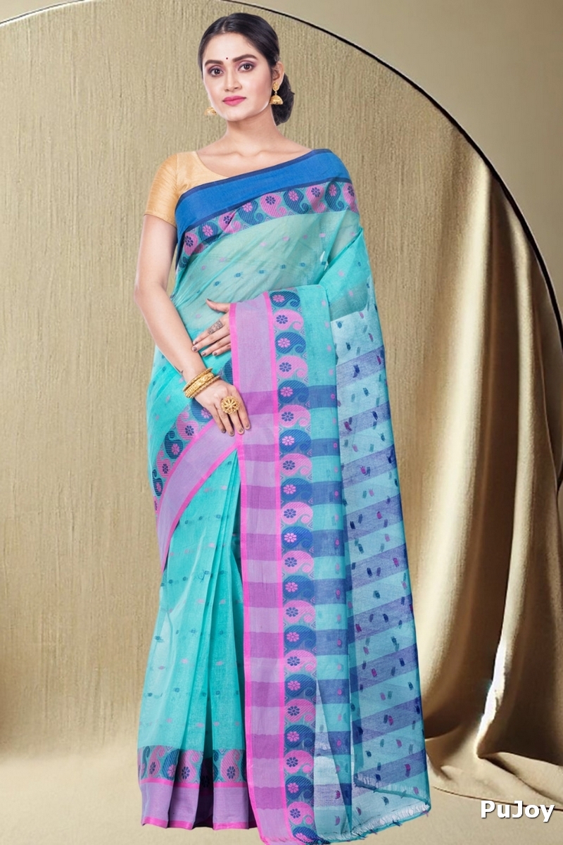 Light Green Pure Cotton Amkolka_Par Tant Saree (476)