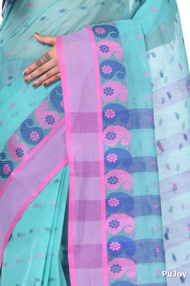 Light Green Pure Cotton Amkolka_Par Tant Saree (476)