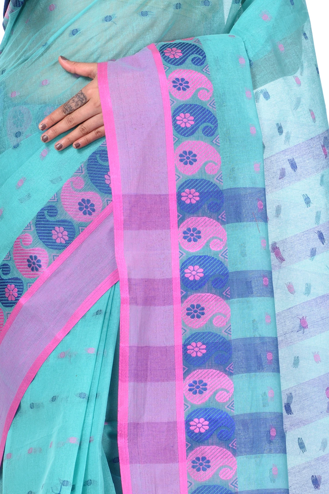 Light Green Pure Cotton Amkolka_Par Tant Saree (476)
