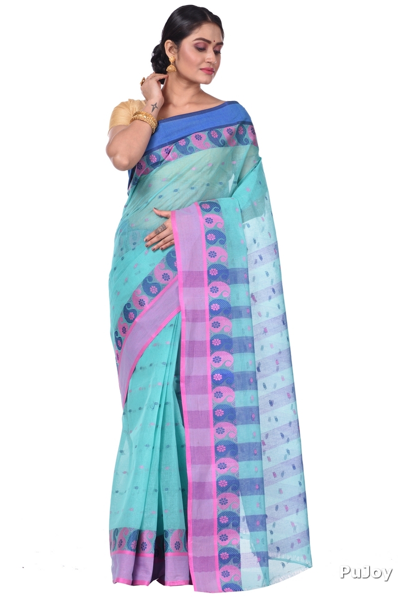Light Green Pure Cotton Amkolka_Par Tant Saree (476)