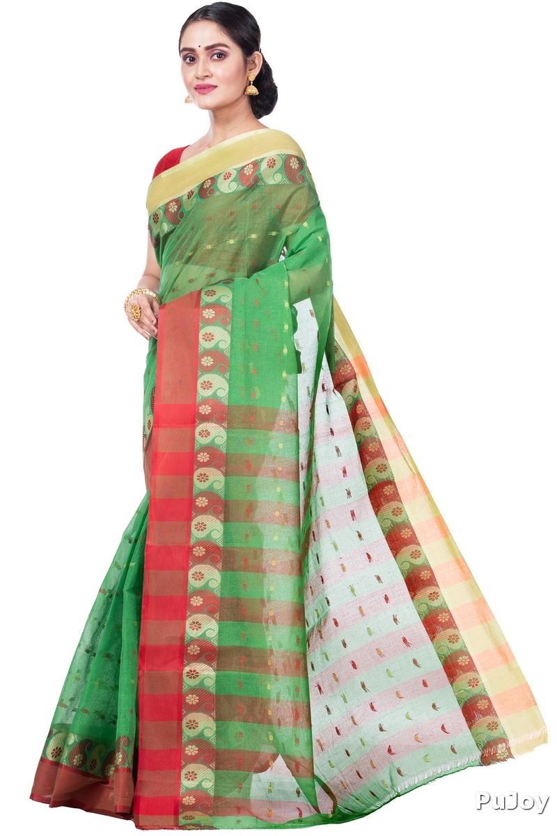 Green Pure Cotton Amkolka_Par Tant Saree (477)