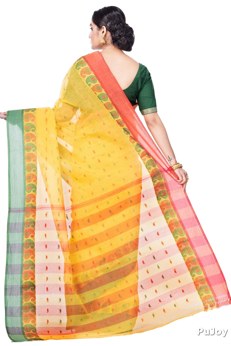 Yellow Pure Cotton Amkolka_Par Tant Saree (478)