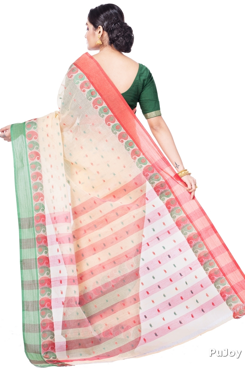 Off-White Pure Cotton Amkolka_Par Tant Saree (479)