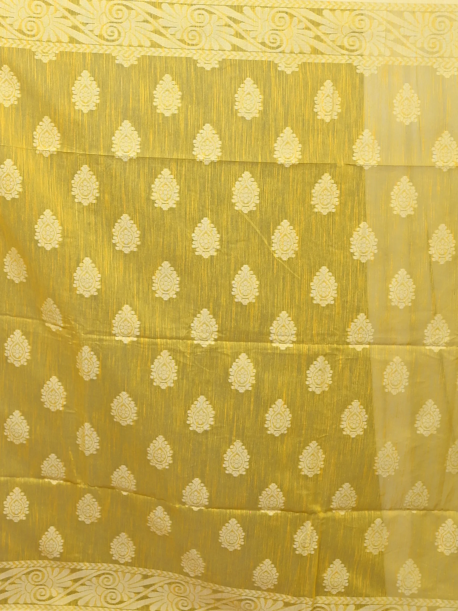 Yellow Cotton Parbit Handloom Saree  (48)