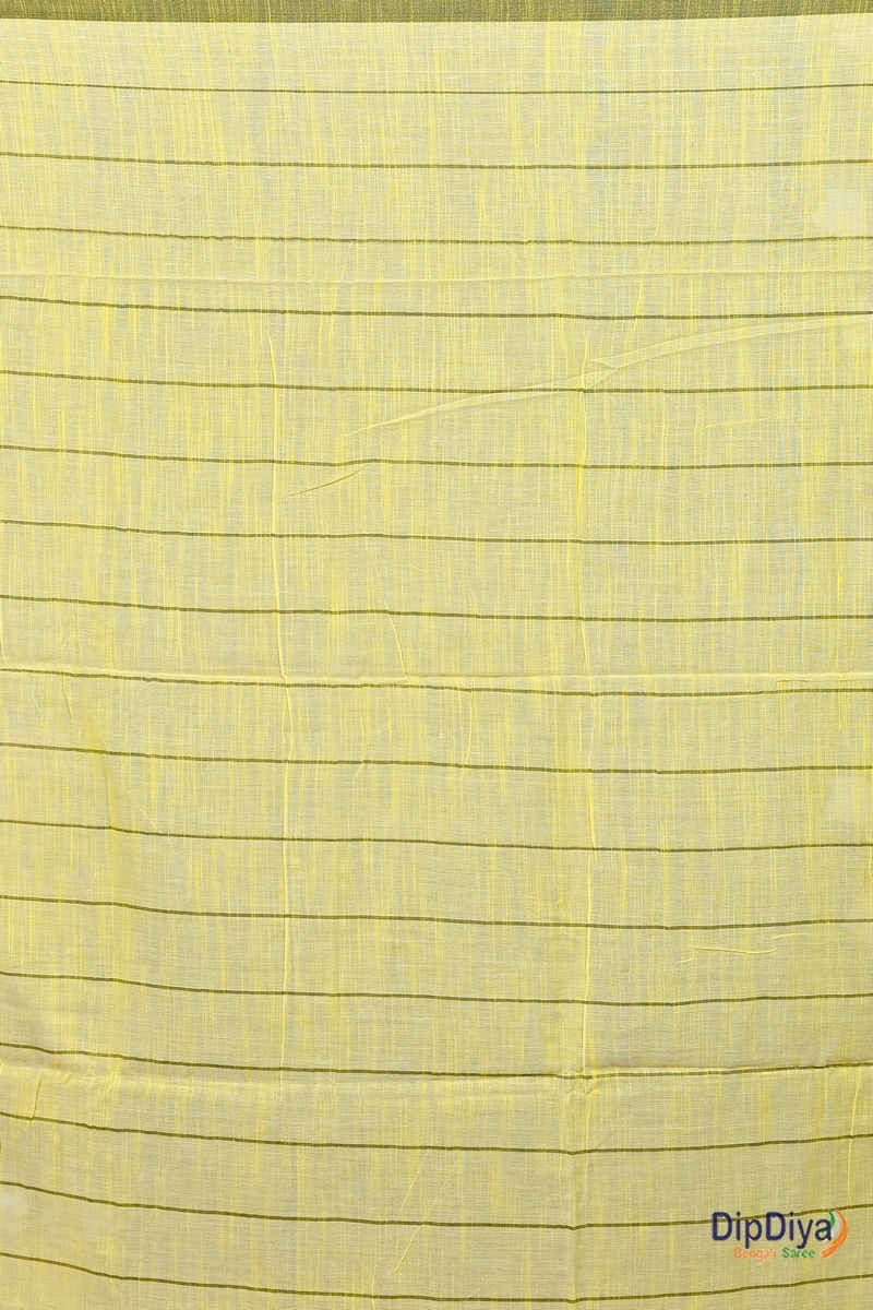 Yellow Cotton Blended Parodhi Hand Loom Saree (482)