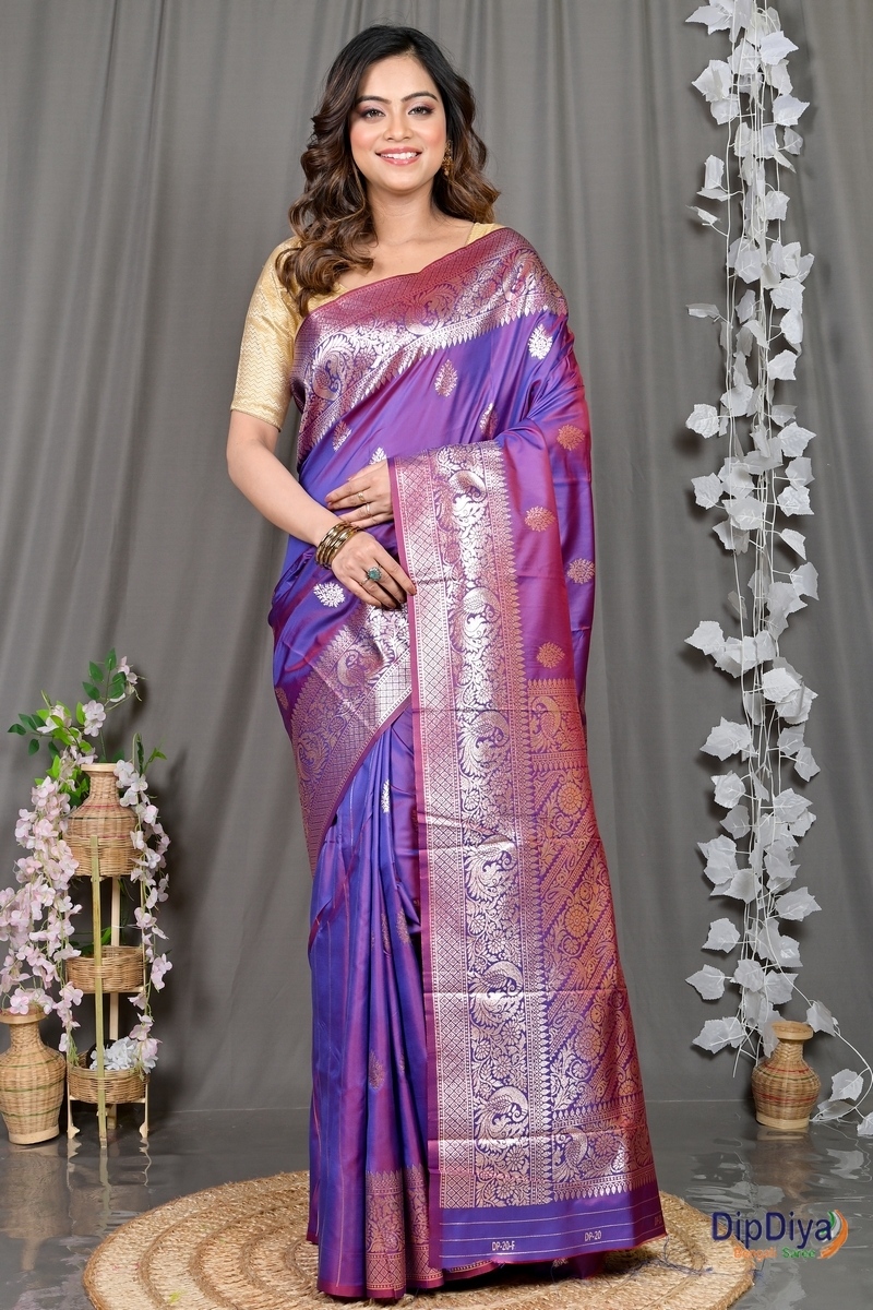 Purple Cotton Silk Paromal Kathan Saree (487)