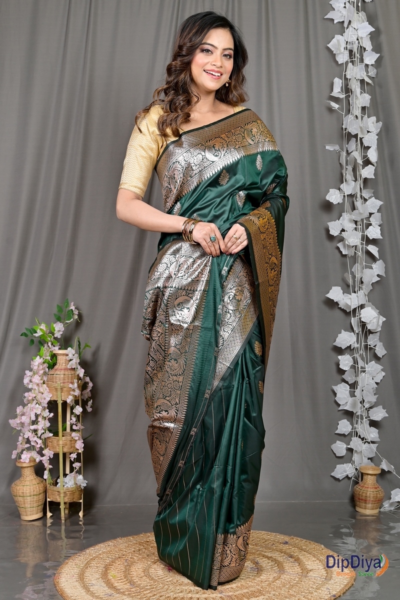 Green Cotton Silk Paromal Kathan Saree (488)