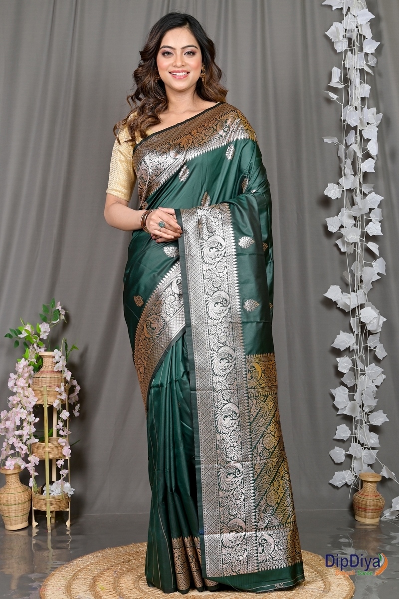 Green Cotton Silk Paromal Kathan Saree (488)