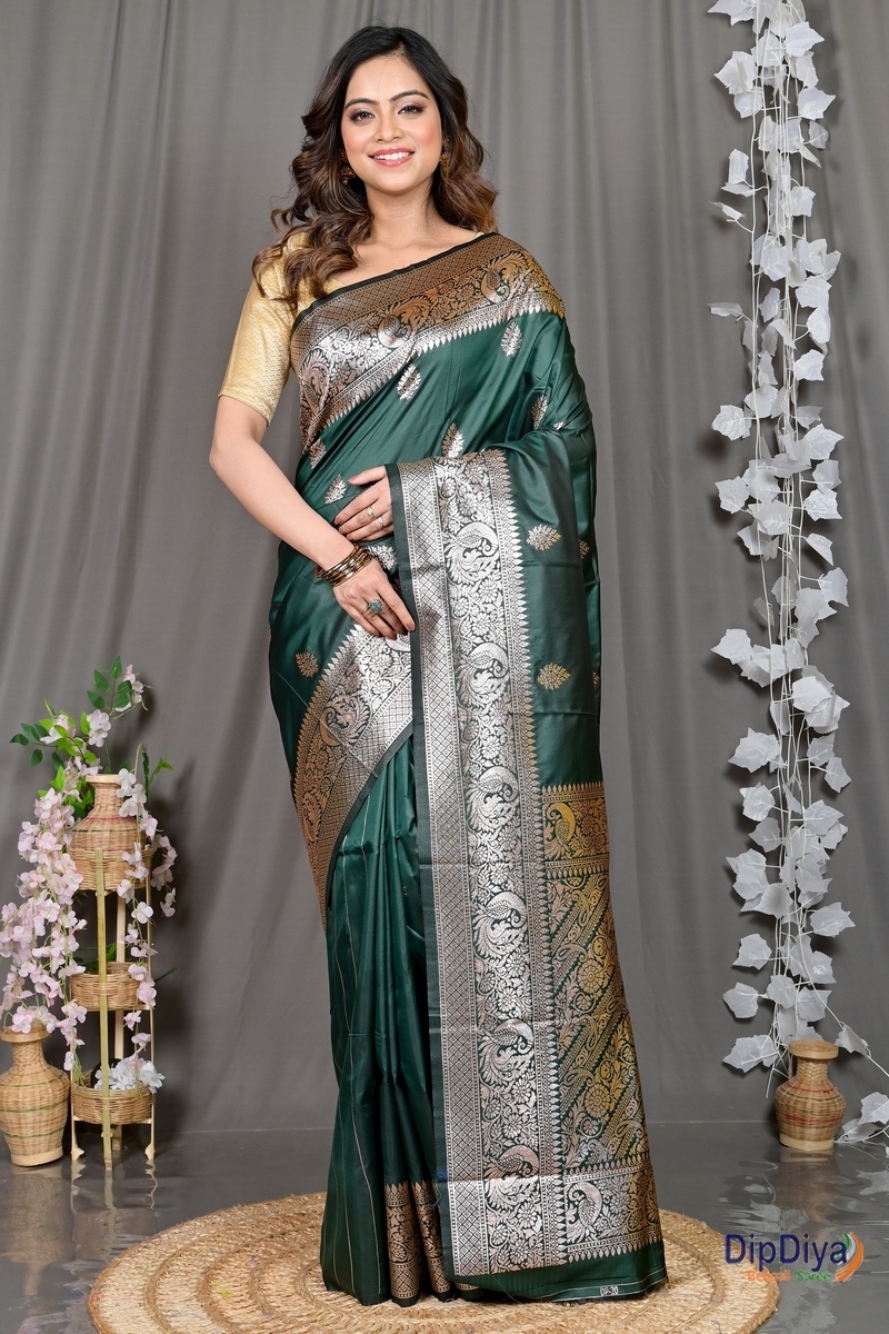Green Cotton Silk Paromal Kathan Saree (488)