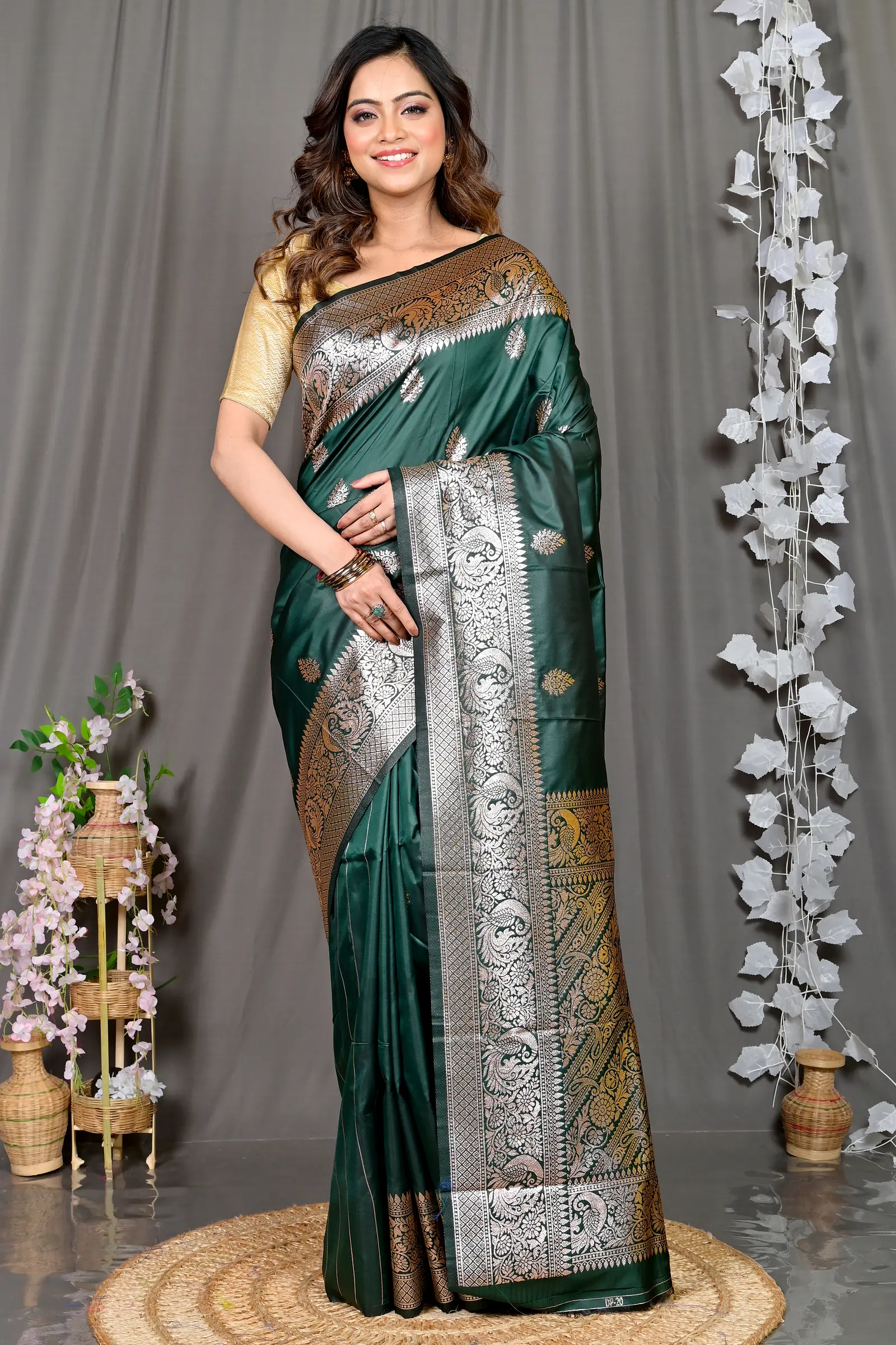 Green Cotton Silk Paromal Kathan Saree (488)