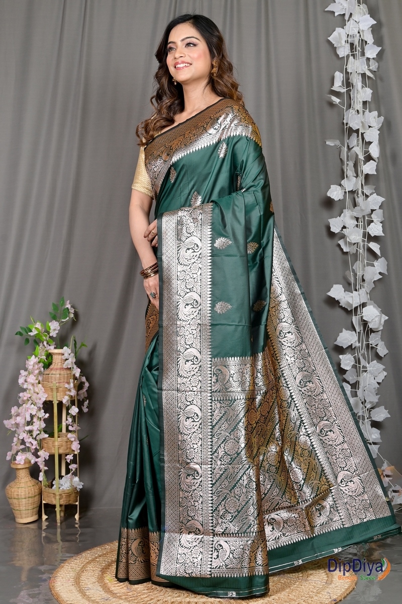 Green Cotton Silk Paromal Kathan Saree (488)
