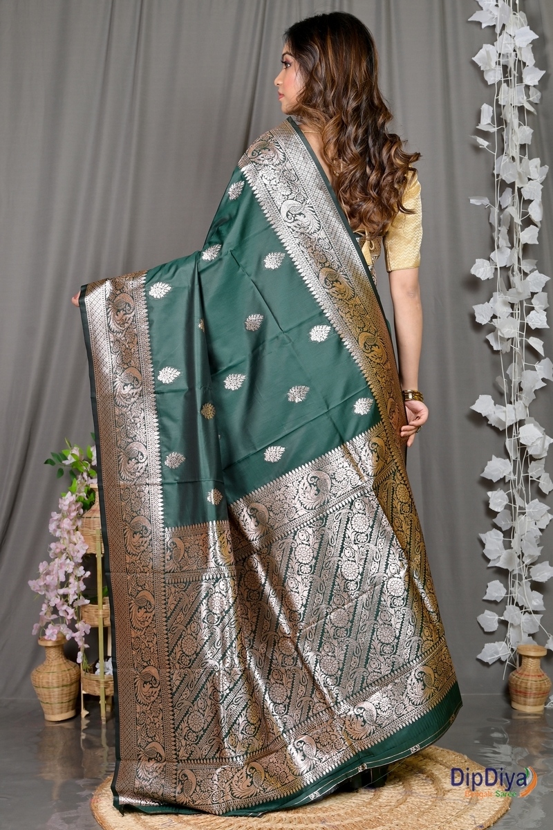 Green Cotton Silk Paromal Kathan Saree (488)