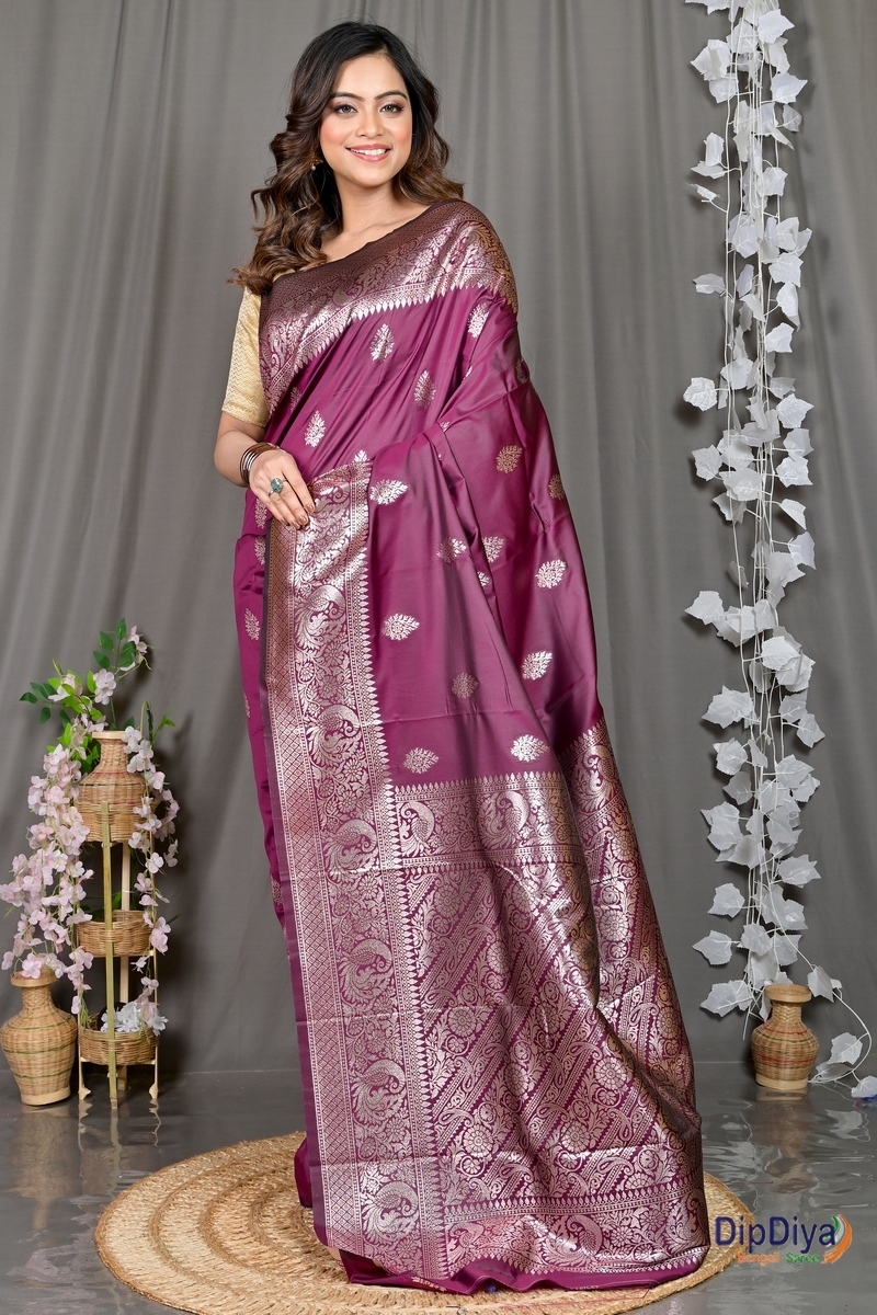 Maroon Cotton Silk Paromal Kathan Saree (489)