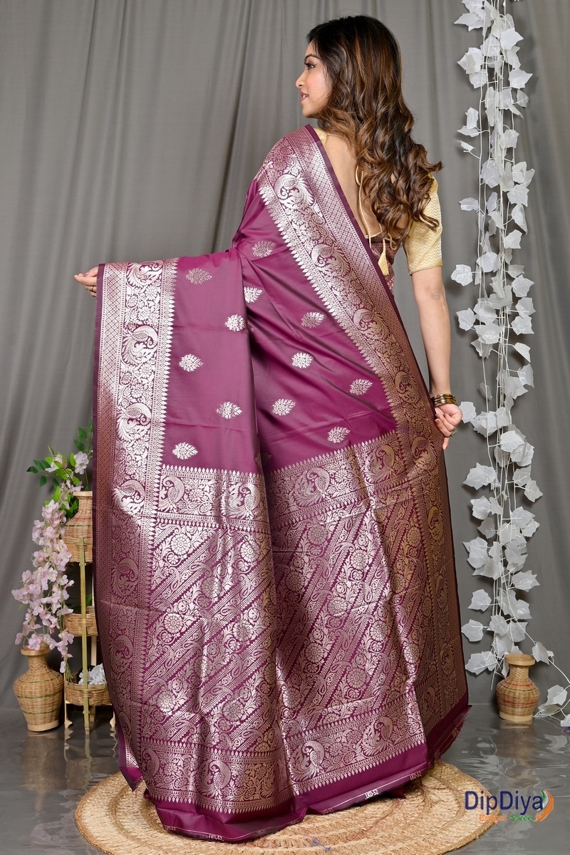 Maroon Cotton Silk Paromal Kathan Saree (489)
