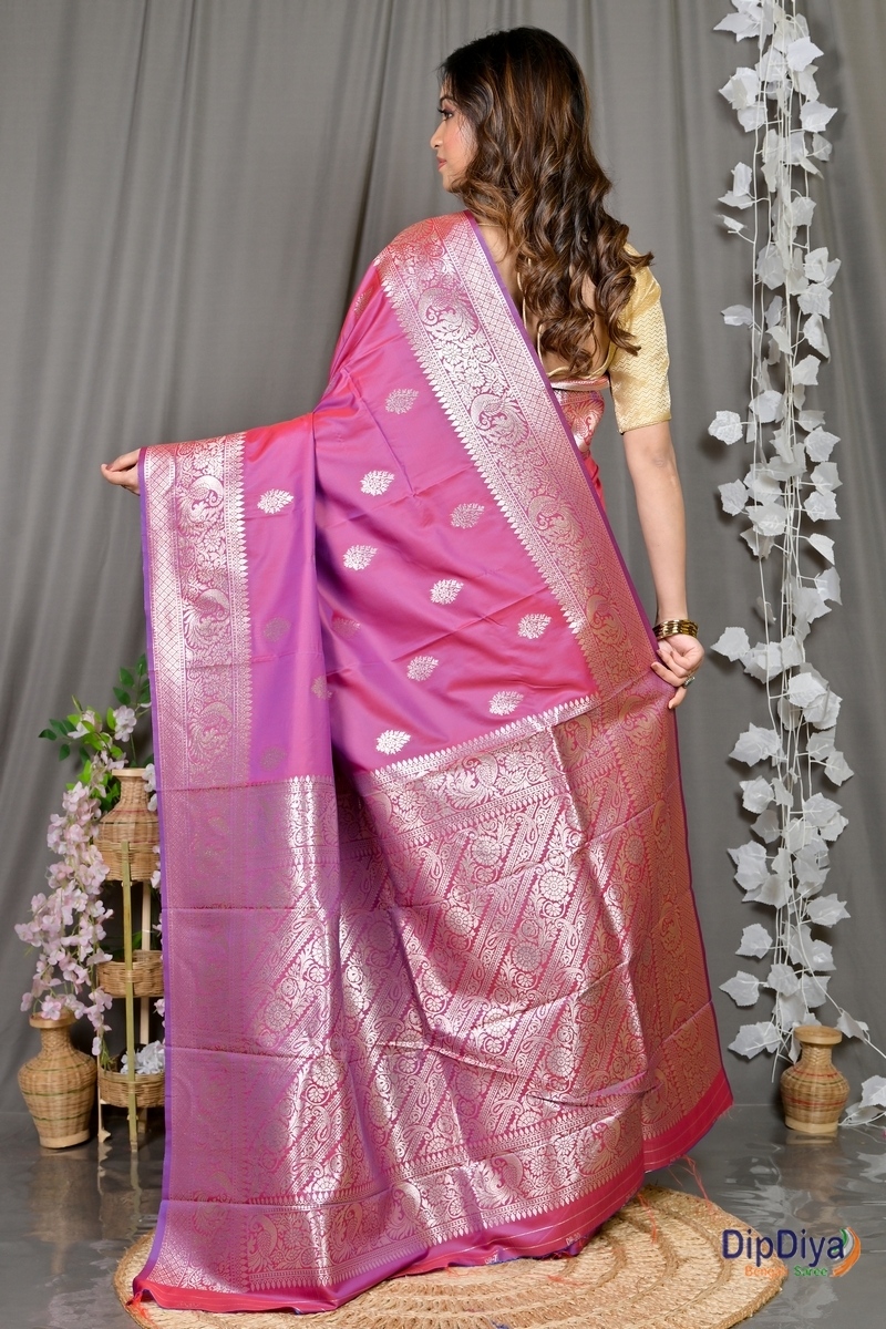 Pink Cotton Silk Paromal Kathan Saree (490)