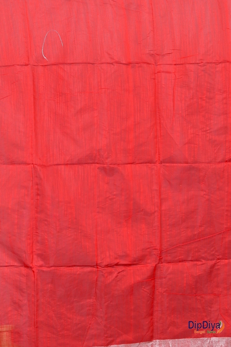 Red Cotton Blended Paroni Embroidery Handloom saree (492)