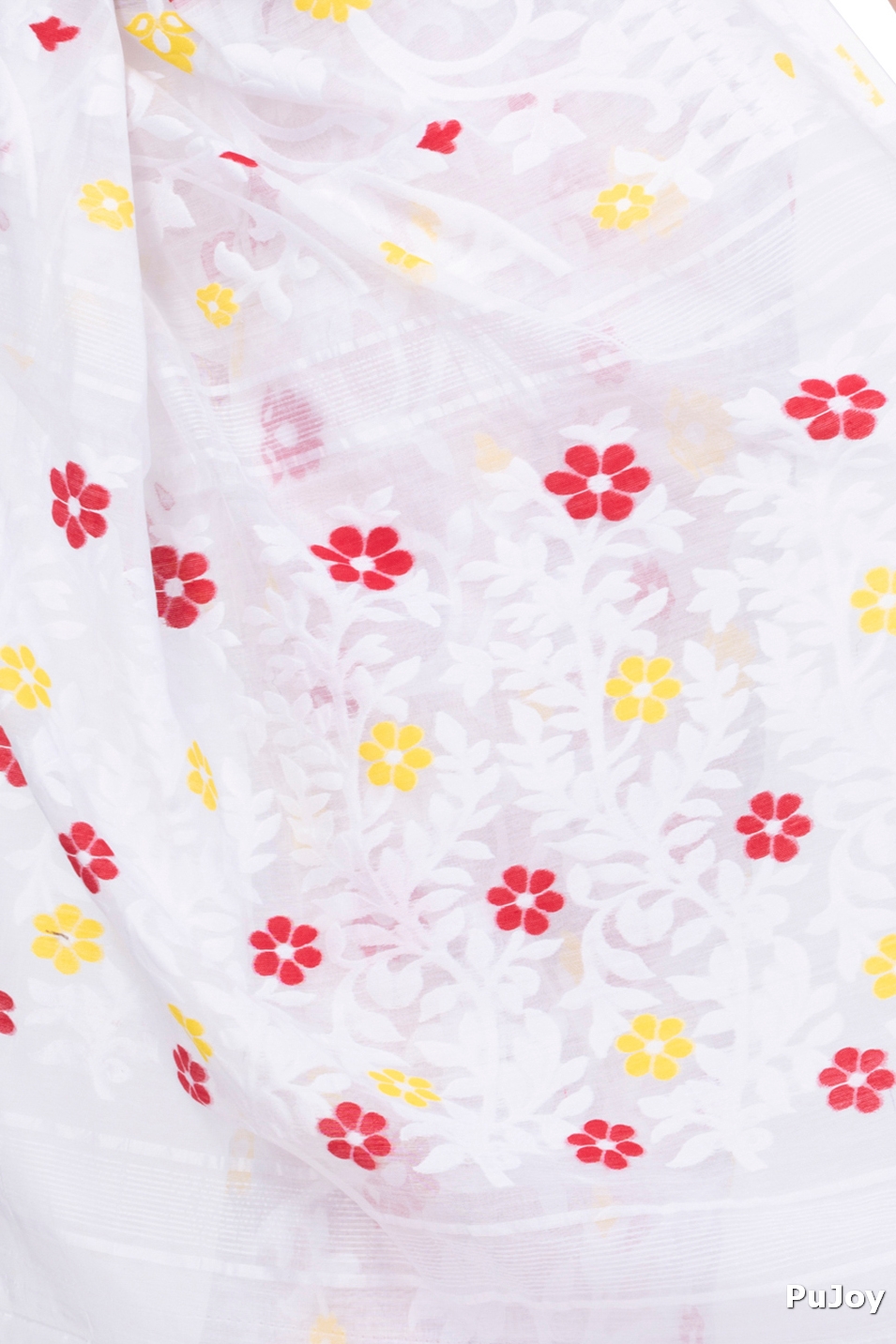 White Pure Cotton Fulpori__Jamd Jamdani Saree (495)