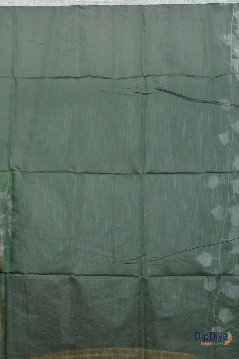 Dark Green Cotton Blended Paroni Embroidery Handloom saree (496)