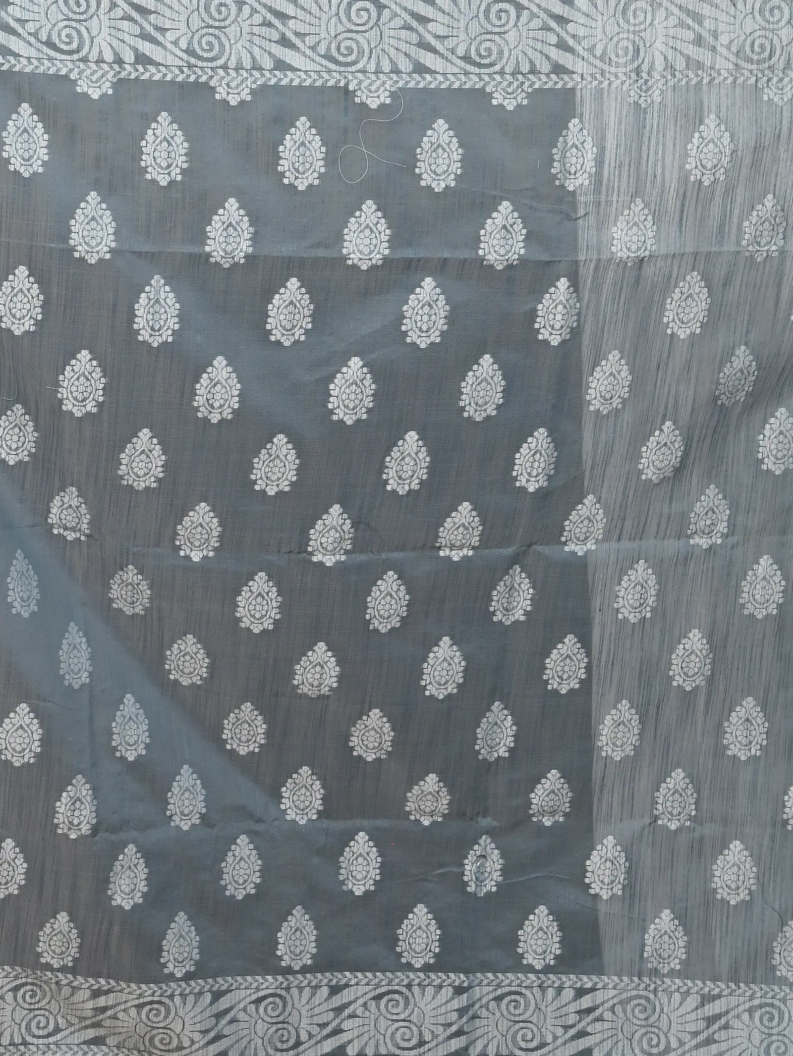 Grey Cotton Parbit Handloom Saree  (50)