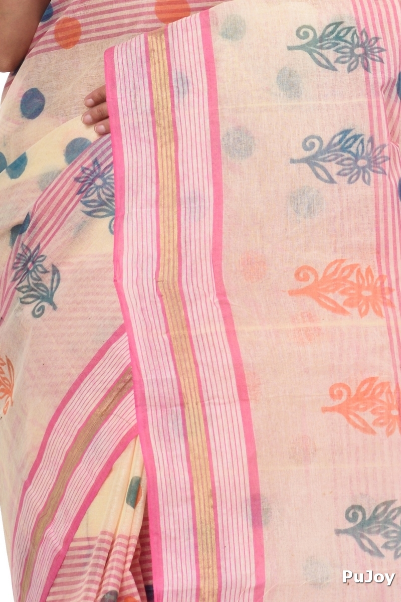 Pink Pure Cotton Matha Saree Tant Saree Print (5008)