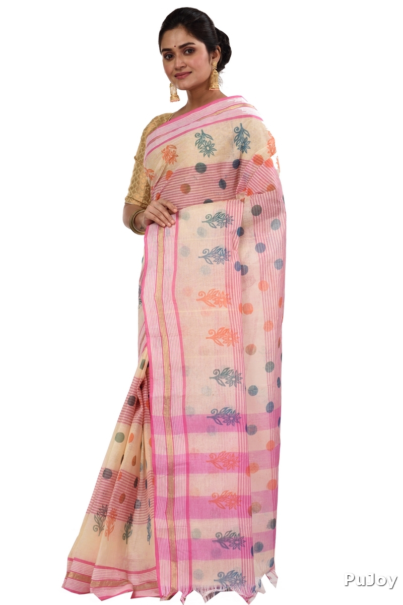 Pink Pure Cotton Matha Saree Tant Saree Print (5008)