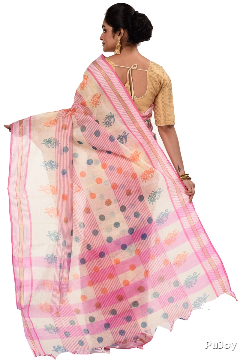 Pink Pure Cotton Matha Saree Tant Saree Print (5008)