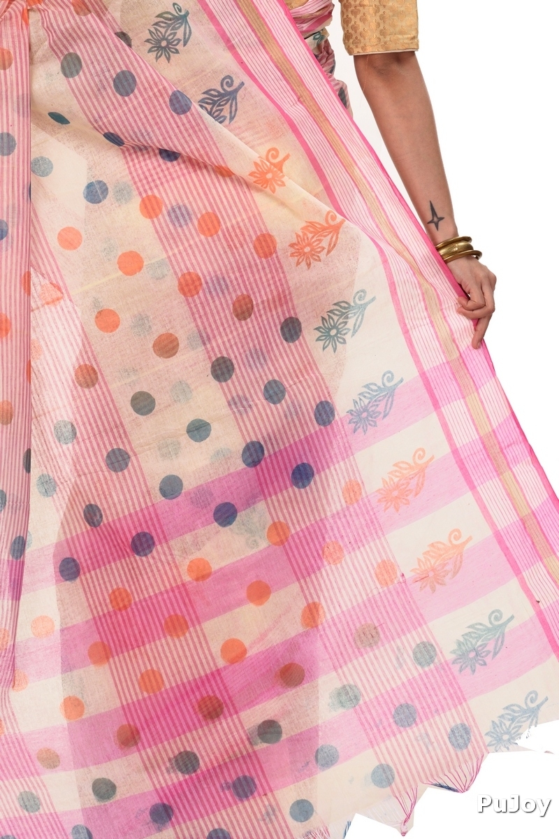 Pink Pure Cotton Matha Saree Tant Saree Print (5008)