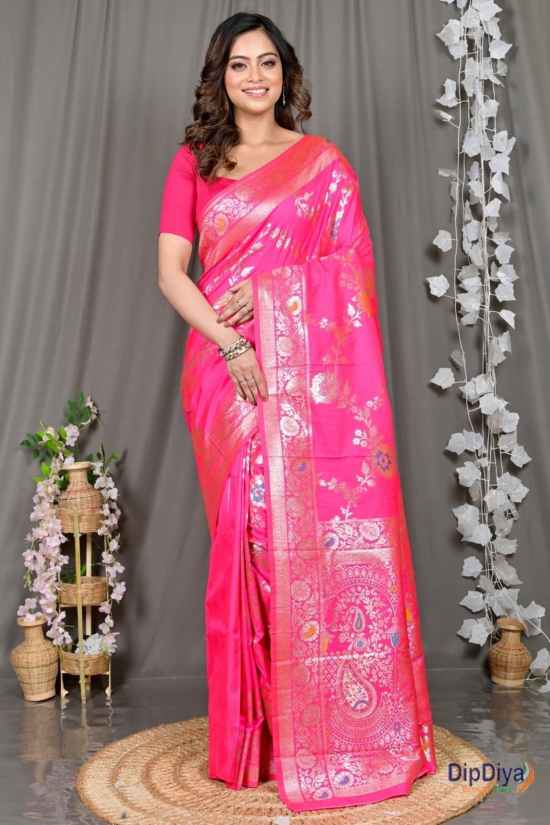 Pink Cotton Silk Parosha Kathan Saree (502)